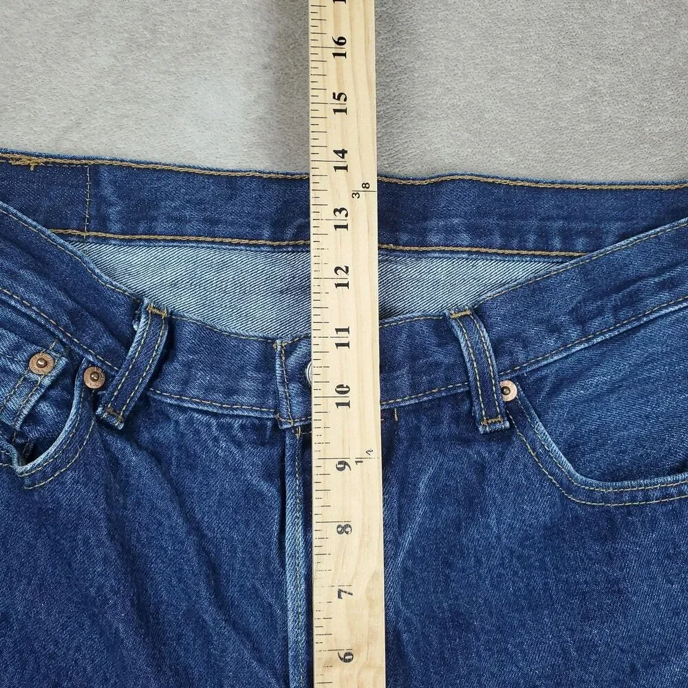 Levis 501 Jeans Mens 35x32 Blue Medium Wash Straight Button Fly Denim Waterless